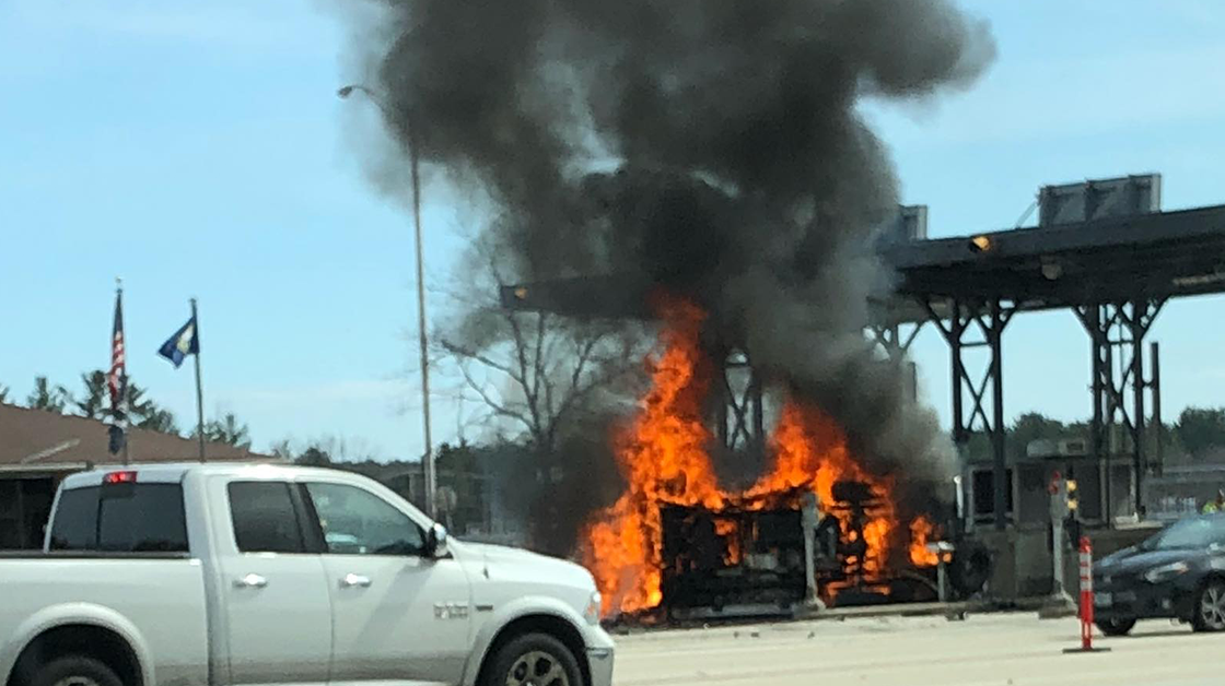 1 killed in fiery crash at Bedford tolls