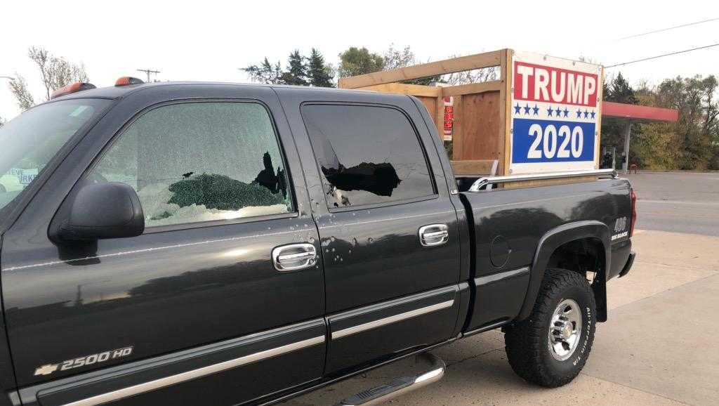 Police investigate after truck with Trump sign has windows shot out