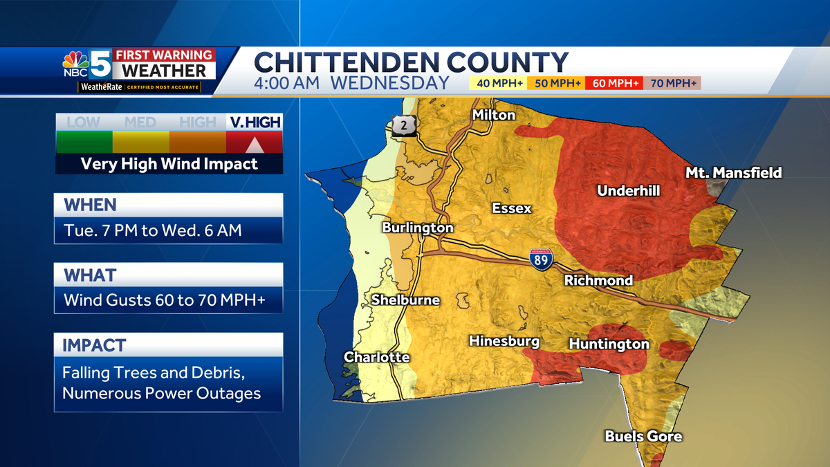 Map gallery see where 70 mph wind is possible Tuesday night