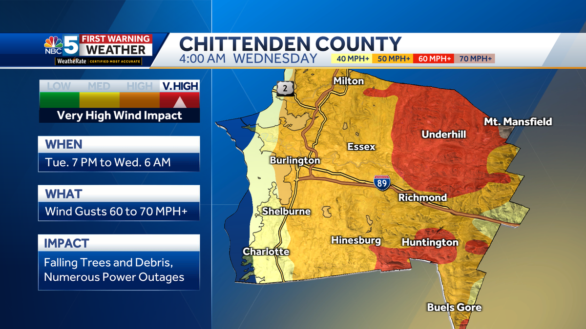 Map gallery: see where 70 mph wind is possible Tuesday night