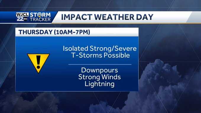 Savannah: Isolated strong or severe storms possible Thursday