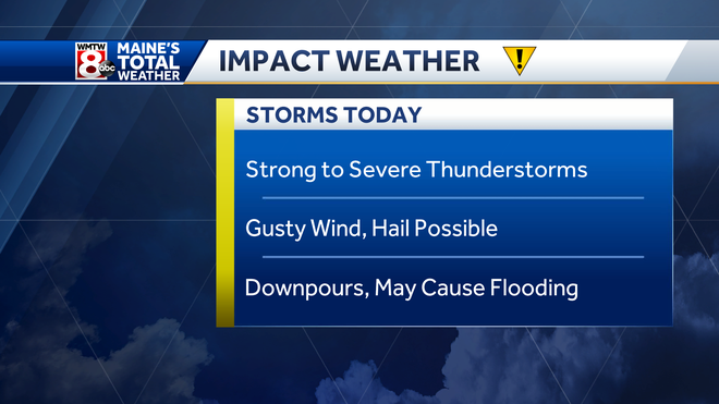 Strong to severe storms a threat much of Tuesday across Maine