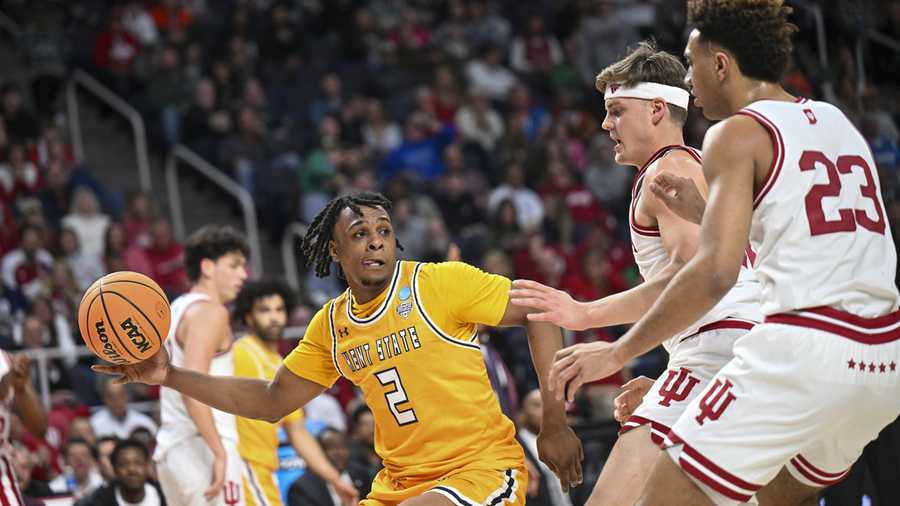Indiana vs. Kent State Kent State guard Malique Jacobs (2) move the ball against Indiana during the first half of a first-round college basketball game in the NCAA Tournament Friday, March 17, 2023, in Albany, N.Y.