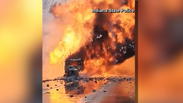 Truck carrying hazardous materials explodes on northwest Indiana interstate