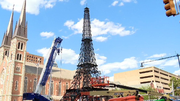 Eiffel Tower replica built in Indianapolis ahead of Olympic swimming trials