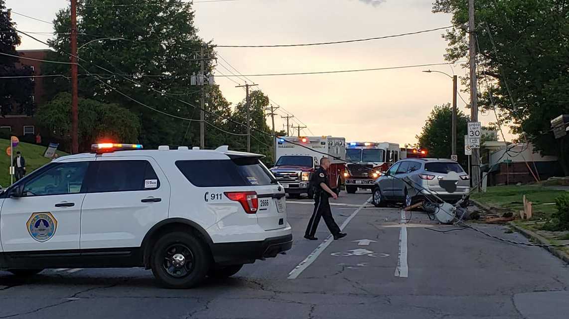 Crash into power pole knocks out power to neighborhood