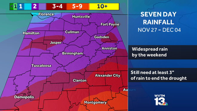 Frigid cold in Alabama early this week. Beneficial rain coming.