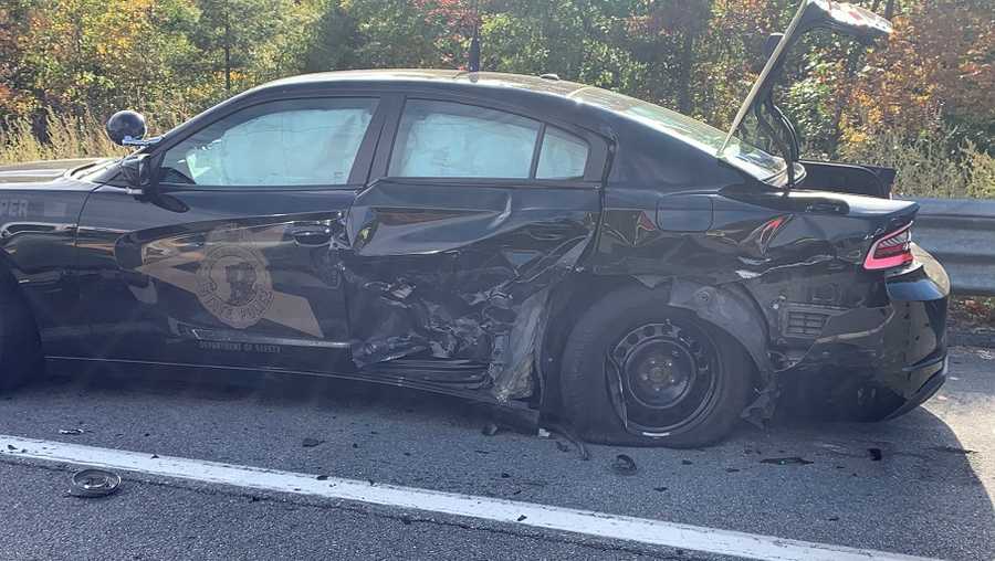 New Hampshire State Police Cruiser Crash Interstate 93 Windham New Hampshire