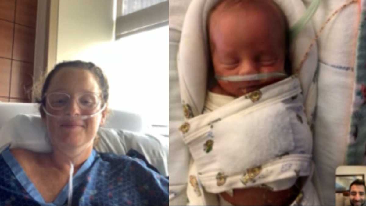 Florida mother who was intubated with COVID-19 sees baby for first time over video call