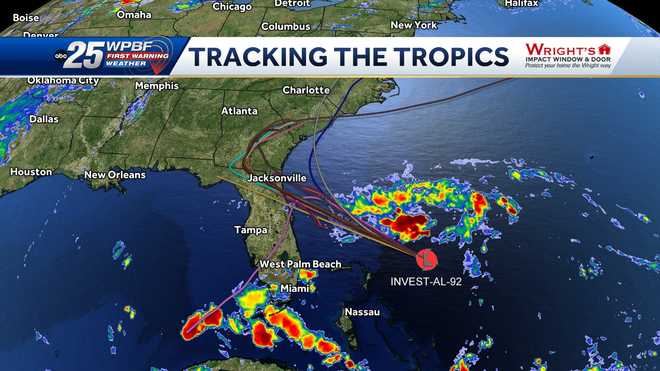 Tracking Invest 92-L: Computer models and maps