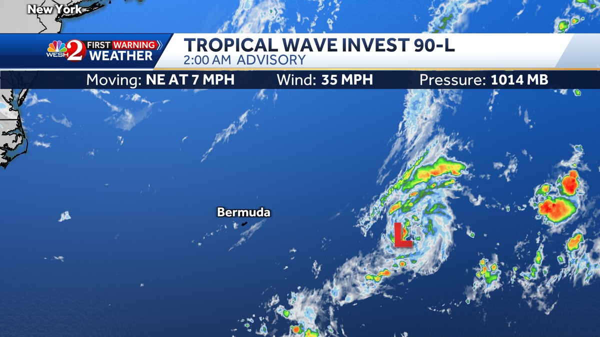 Invest 90-L could develop into short-lived tropical depression in the Atlantic, NHC says