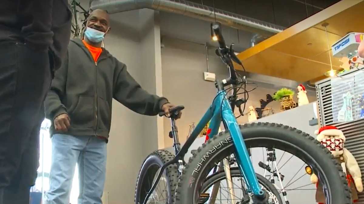‘I didn’t think anybody would do this for me’: Man who rides 8 miles to work gets new bike as gift