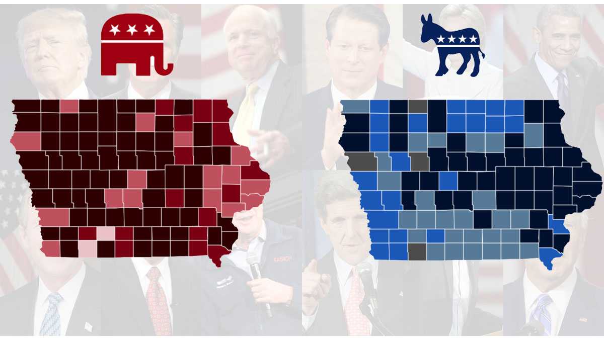 Maps A look at Iowa caucus results from the past 20 years