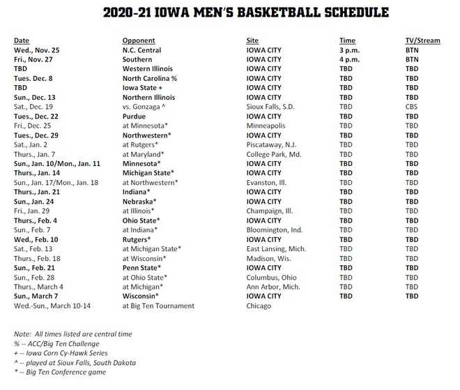 Iowa Hawkeyes Basketball Schedule 2020-21 / Https Encrypted Tbn0