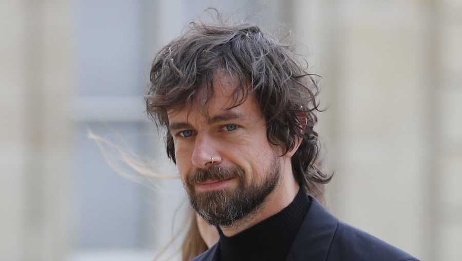 Twitter CEO Jack Dorsey arrives at the Elysee Palace to meet French President Emmanuel Macron Friday, June 7, 2019 in Paris.