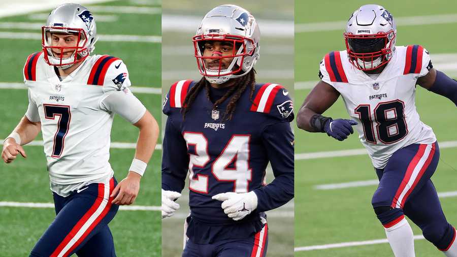 New England Patriots punter Jake Bailey (left), cornerback Stephon Gilmore (center) and special teams captain Matthew Slater were all selected to the 2021 NFL Pro Bowl.