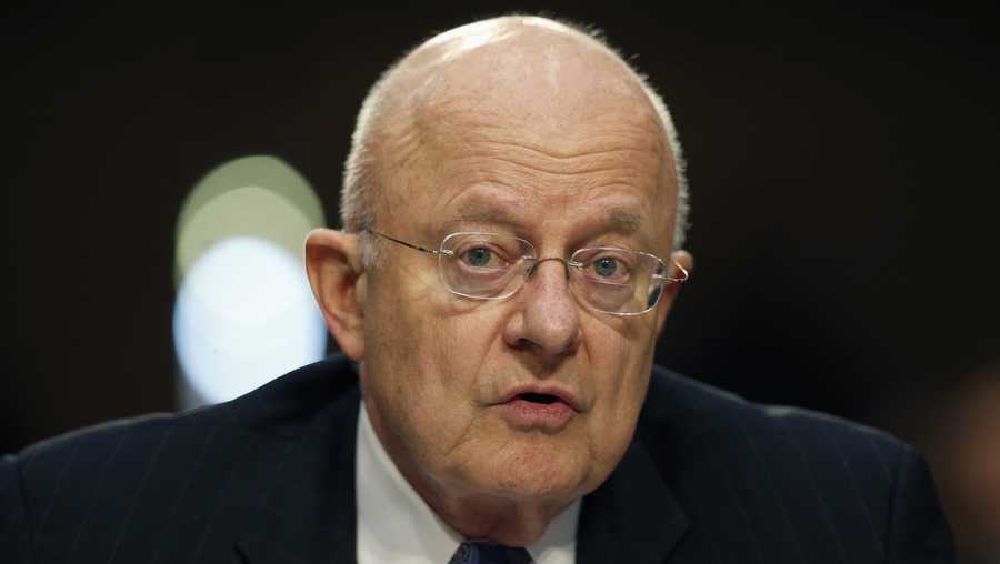 Director of the National Intelligence James Clapper speaks on Capitol Hill in Washington.