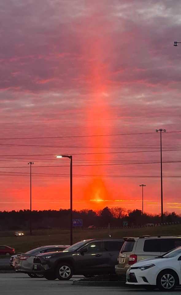 Solar pillar seen during Friday's sunset in NH