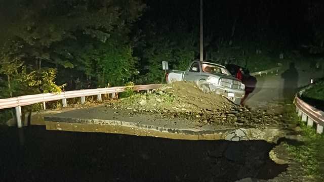 Truck nearly ends up in massive washout in Jay, again - Vimarsana News