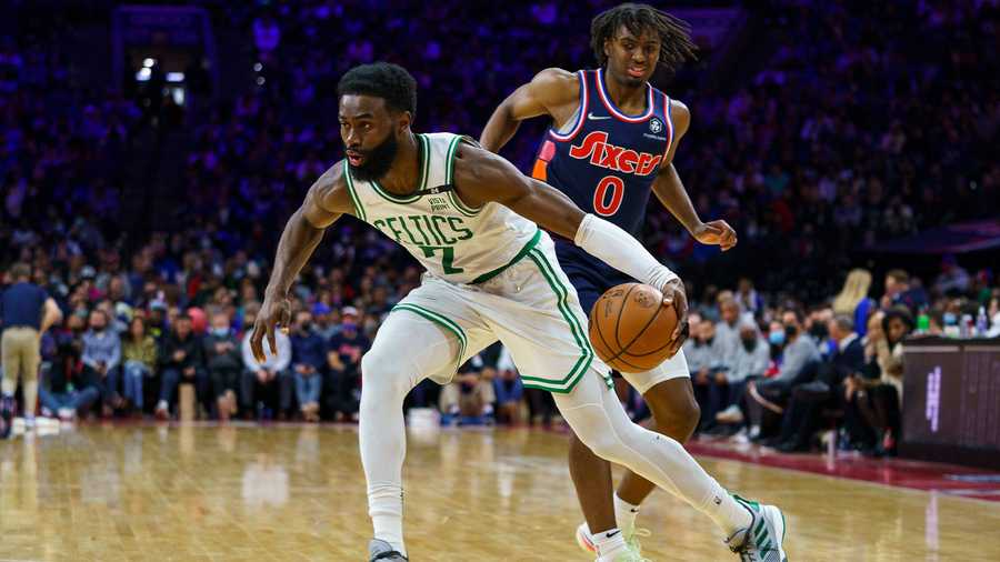 Jaylen Brown Boston Celtics Game-Used #7 Black Jersey vs. Philadelphia  76ers on May 1, 2023