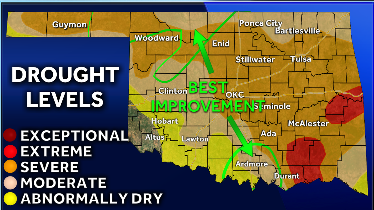 Weekend rain will help to improve drought, but completely eliminate it