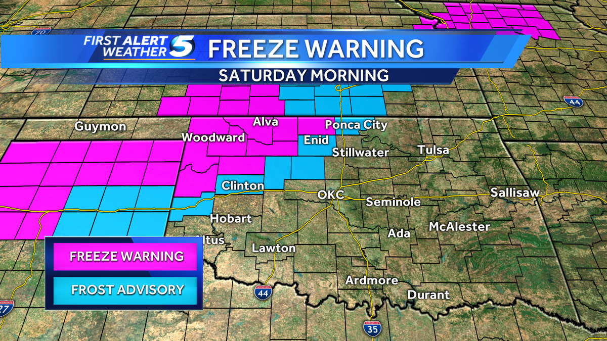 Freeze expected across parts of Oklahoma this weekend