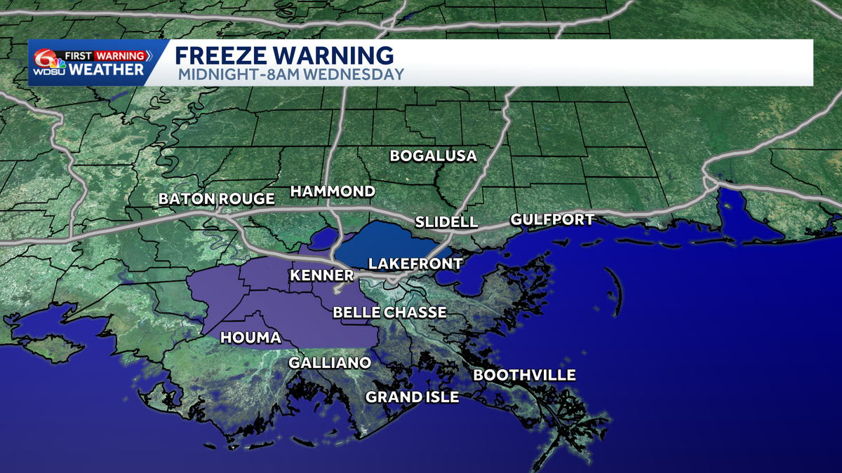 Weather alert day: Freeze warning Tue night until 8 a.m. Wednesday