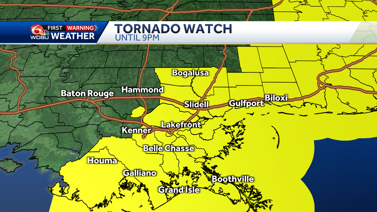 Tornado warning issued until 8 pm in St. Bernard and Plaquemines Parish
