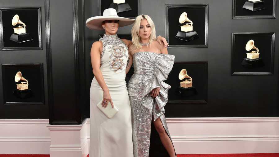 Jennifer Lopez and Lady Gaga attend the 61st Annual Grammy Awards at Staples Center on February 10, 2019 in Los Angeles.