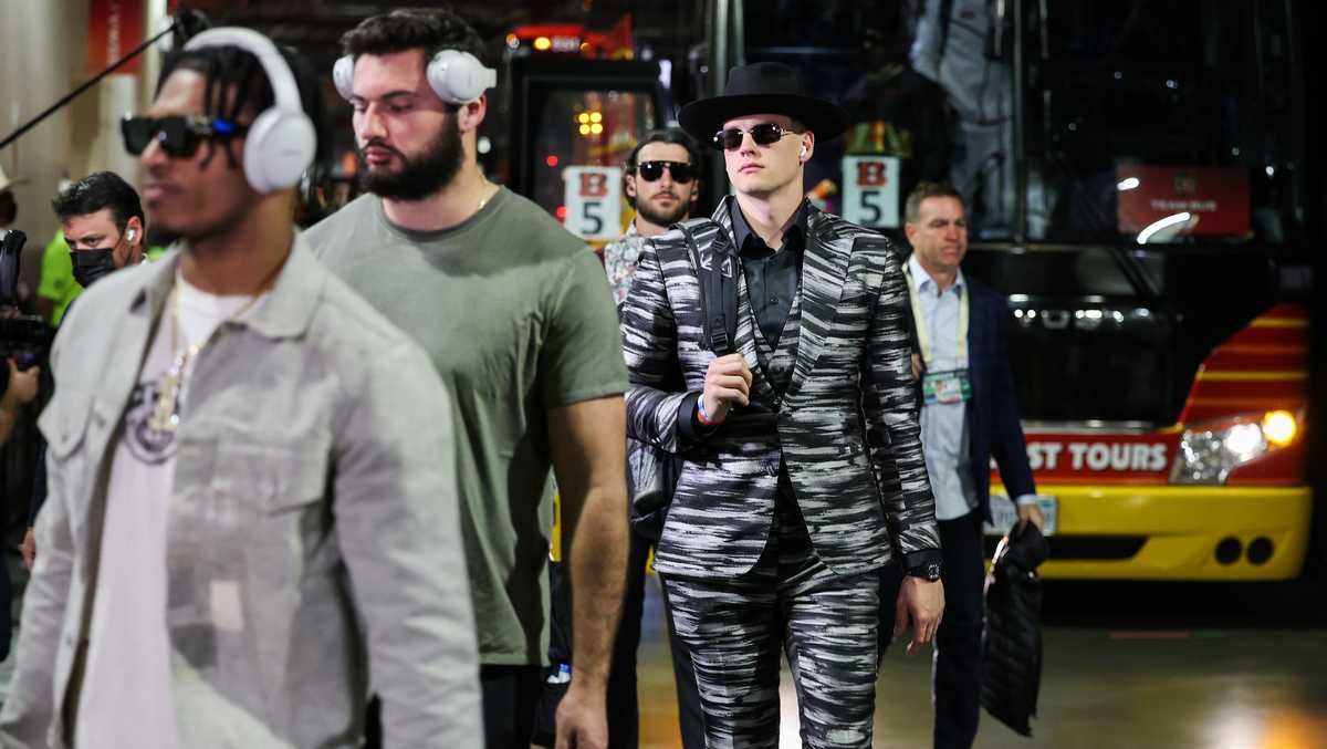 Joe Burrow steps out in style with striped suit ahead of Super Bowl