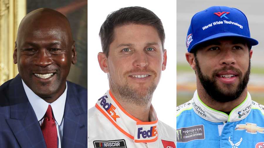 Michael Jordan and Denny Hamlin team up to start NASCAR team, with Bubba Wallace as a driver.