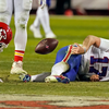 Video: Josh Allen tosses ball at Alex Okafor after late tackle