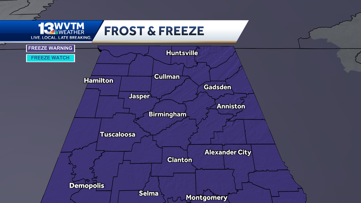 Alabama weather forecast one more freezing, record cold night
