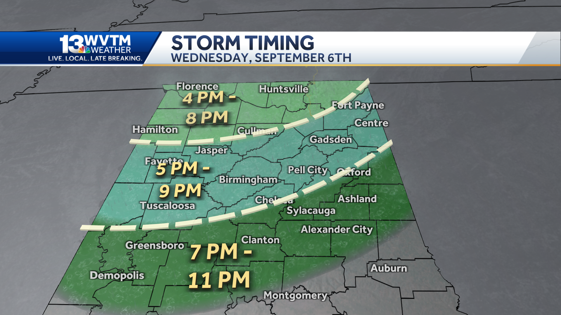 Alabama forecast Severe storms with large hail Wednesday