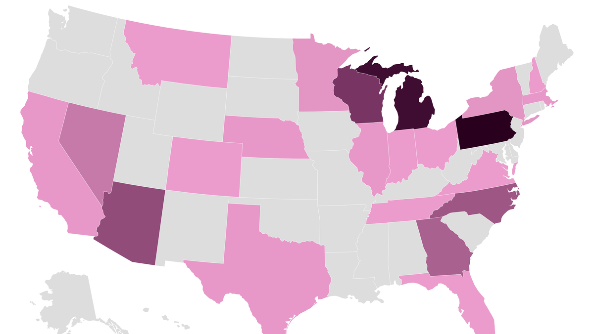 Candidate tracker shows kamala harris donald trump focus on swing states