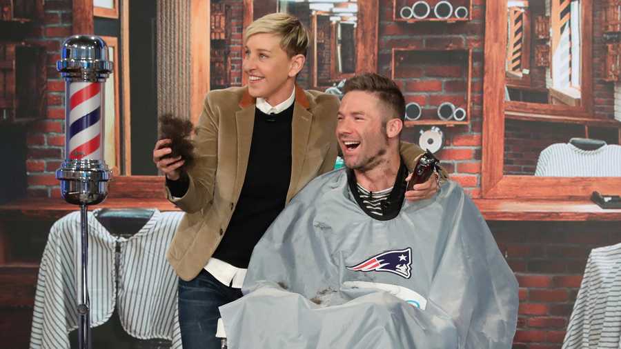 In this photo released by Warner Bros., behind the scenes photos are taken during a shoot for "The Ellen DeGeneres Show" in Los Angeles.