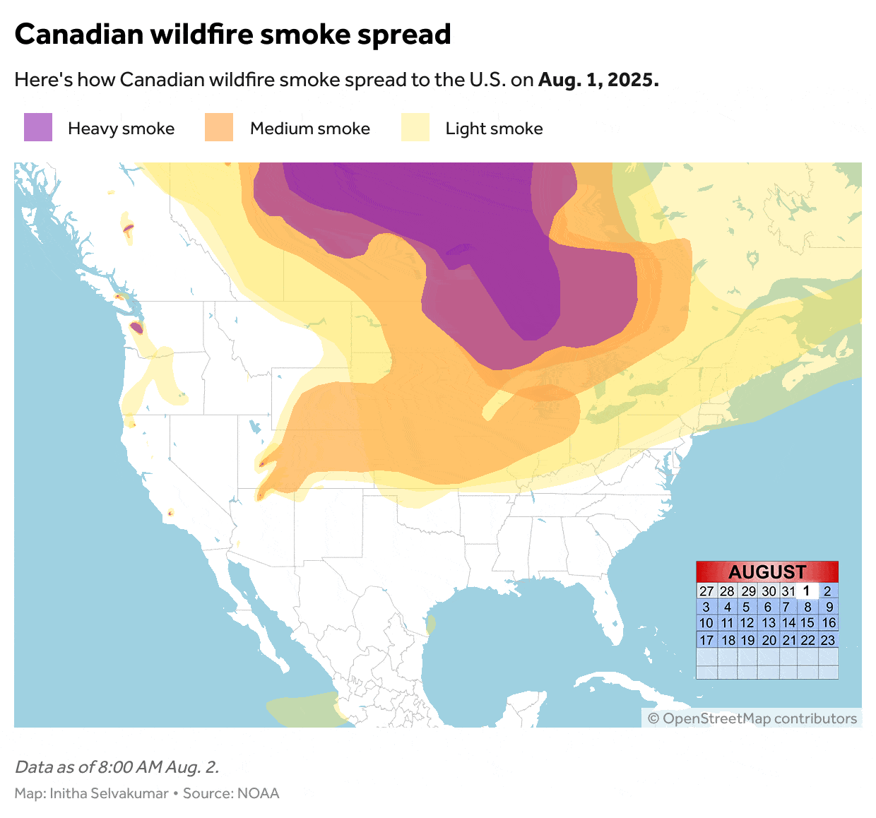 How wildfire smoke spread across the US in August - WVTM