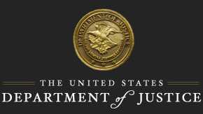 The United States Justice Department seal is shown.
