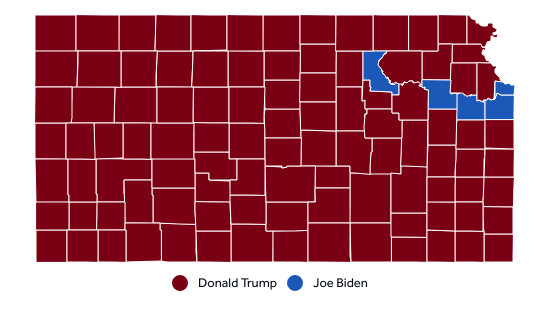 Map shows how Kansas counties voted in the 2020 presidential election