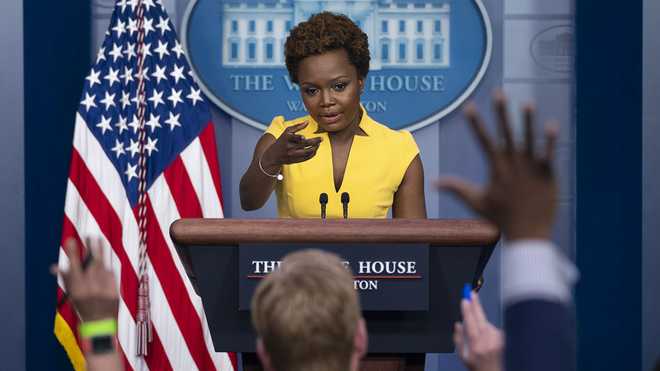 White&#x20;House&#x20;deputy&#x20;press&#x20;secretary&#x20;Karine&#x20;Jean-Pierre&#x20;speaks&#x20;during&#x20;a&#x20;press&#x20;briefing&#x20;at&#x20;the&#x20;White&#x20;House,&#x20;Wednesday,&#x20;May&#x20;26,&#x20;2021,&#x20;in&#x20;Washington.