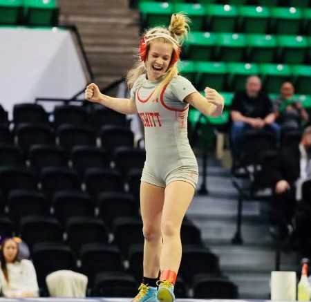 Kat Grigsby after winning the 114 pound state title