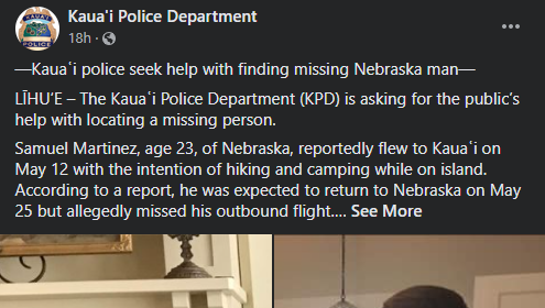Family says new clue leads to renewed search efforts for UNL student missing in Hawaii - Vimarsana News
