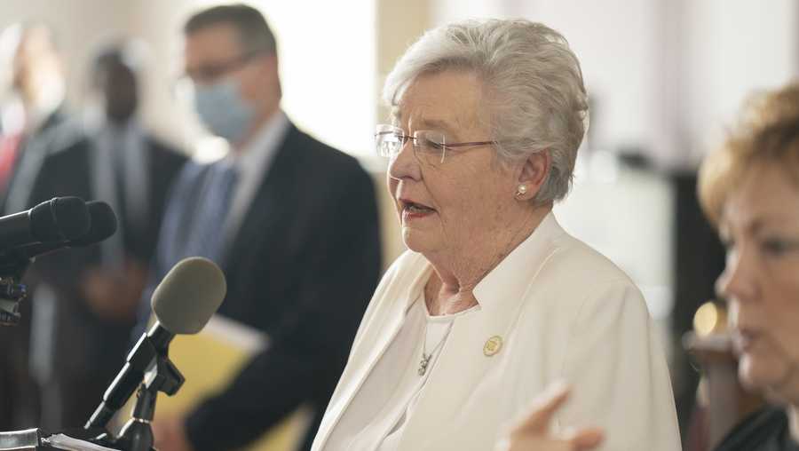 Gov. Kay Ivey held a press conference to update the COVID-19 situation in Alabama Friday May 8, 2020, in Montgomery, Ala.