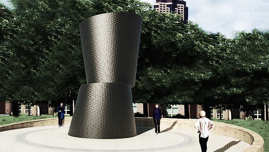 A groundbreaking for a new public art installation was held Thursday at Hansen Triangle Park in downtown Des Moines.