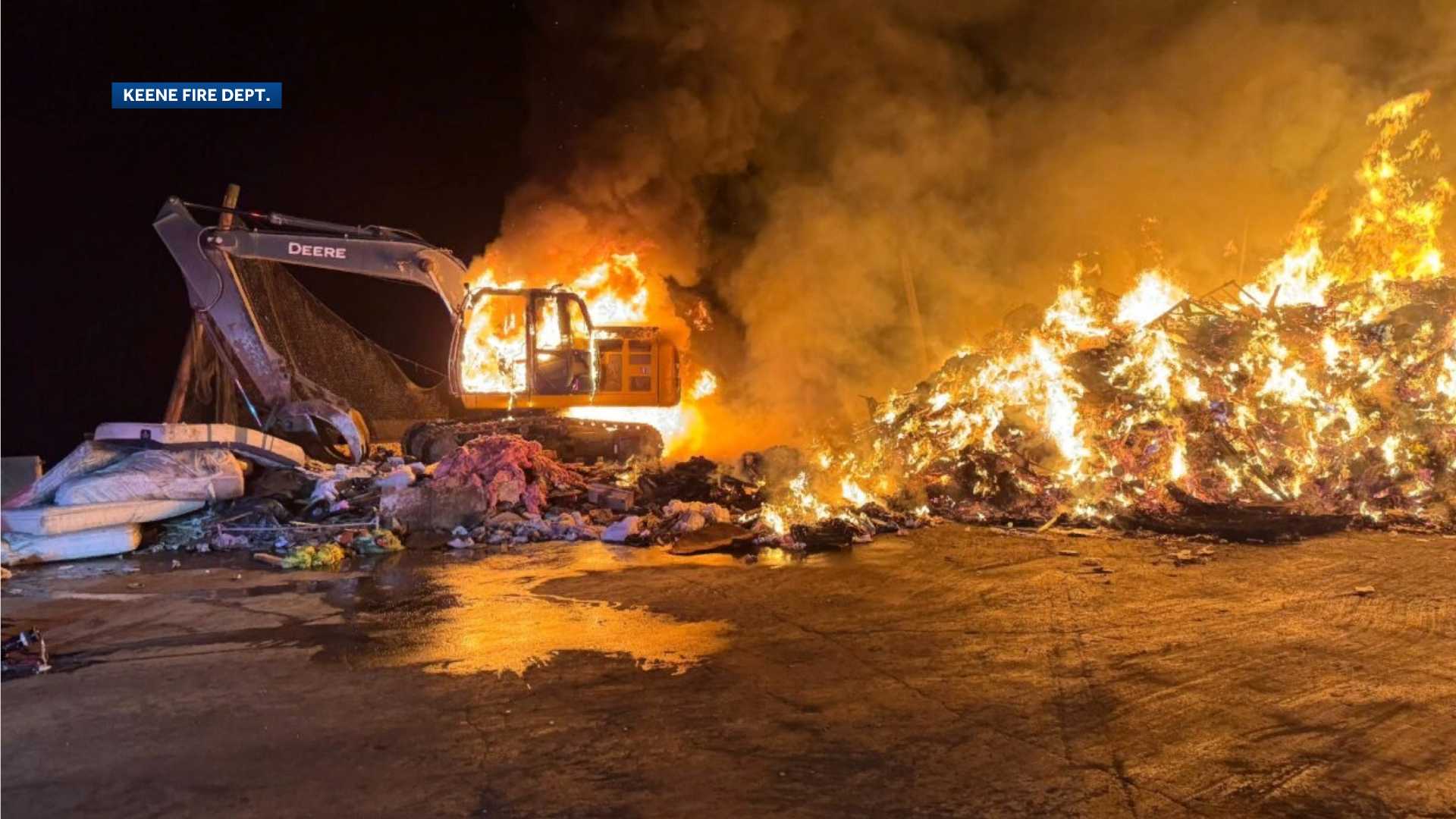 Authorities: Trash fire extends to excavator, destroying it in Keene - Vimarsana News