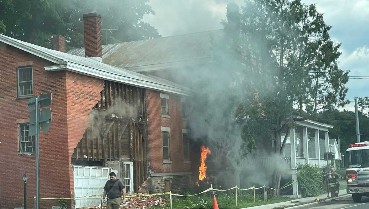 Building heavily damaged by fire in Keeseville