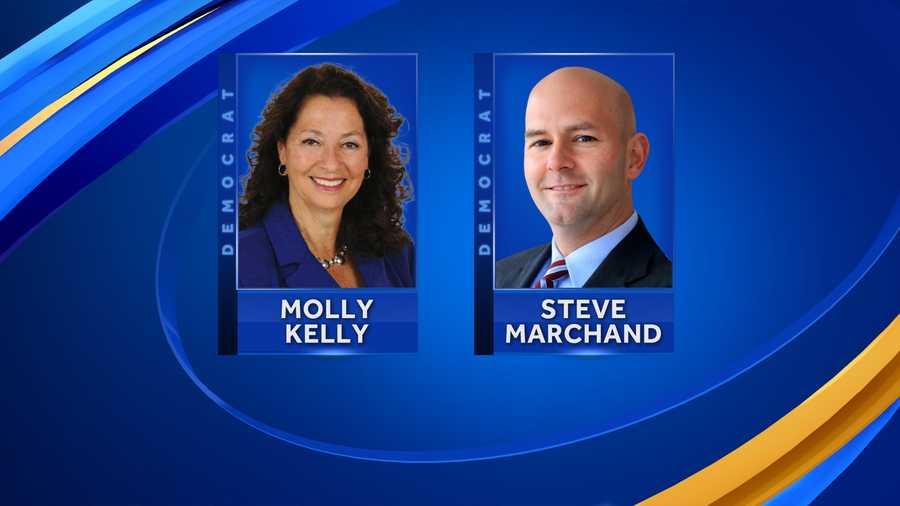 Democratic gubernatorial candidates Molly Kelly and Steve Marchand