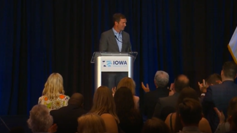 kentucky governor andy beshear speaks at iowa democratic party fundraiser