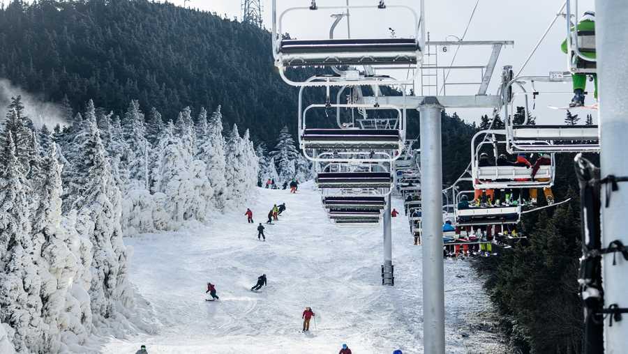 Skiers make their way down the slopes on Killington Resort's "Day One" of the new season.