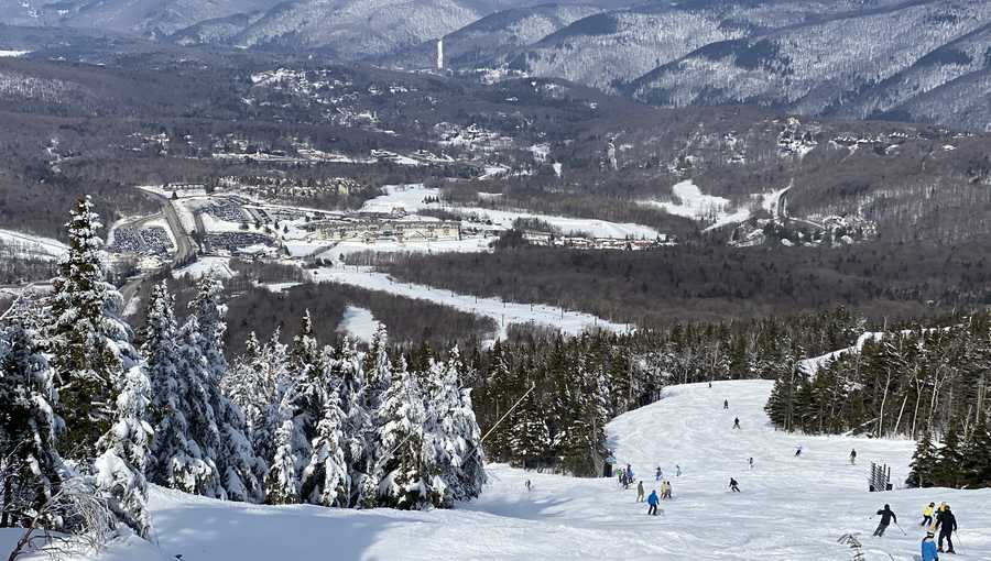 A photo from the top of Skye Peak shows several trails at Killington Resort in Vermont.